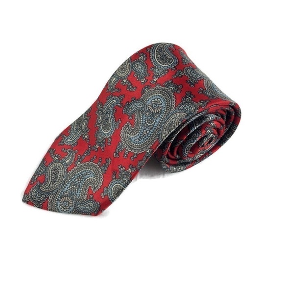 Etienne Aigner Mens Tie, Red Paisley - Picture 1 of 7